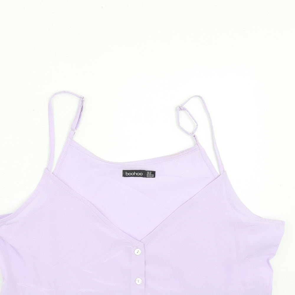 Boohoo Womens Purple Polyester Basic Tank Size 14 V-Neck