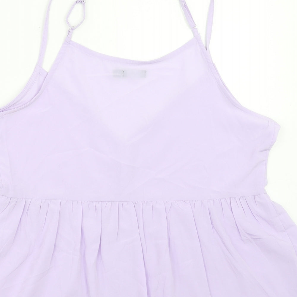 Boohoo Womens Purple Polyester Basic Tank Size 14 V-Neck