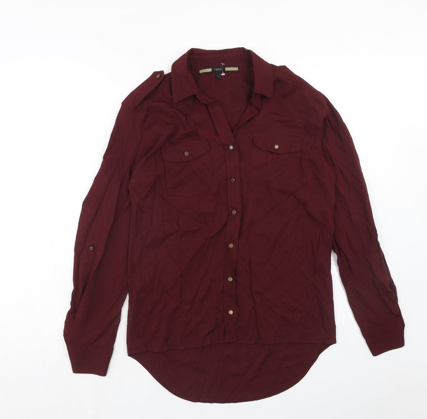 Womens UK Size 8 NEXT Red Basic Button-Up