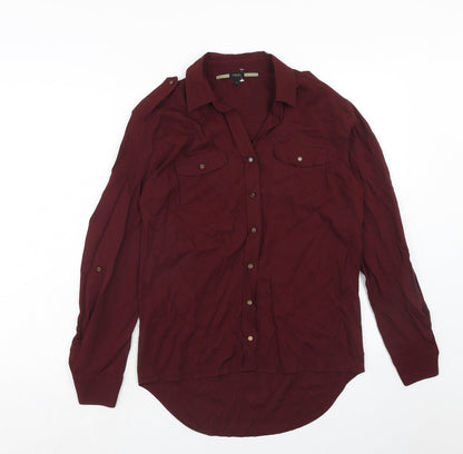 Womens UK Size 8 NEXT Red Basic Button-Up
