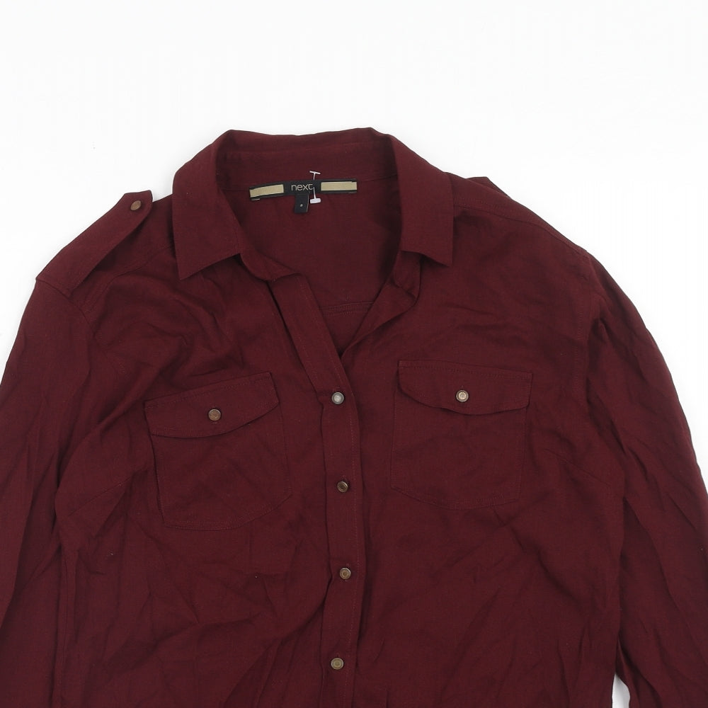 Womens UK Size 8 NEXT Red Basic Button-Up
