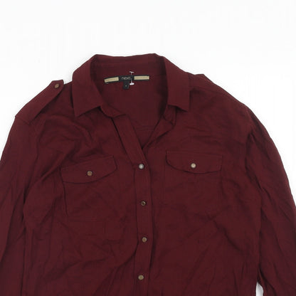 Womens UK Size 8 NEXT Red Basic Button-Up