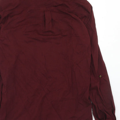 Womens UK Size 8 NEXT Red Basic Button-Up