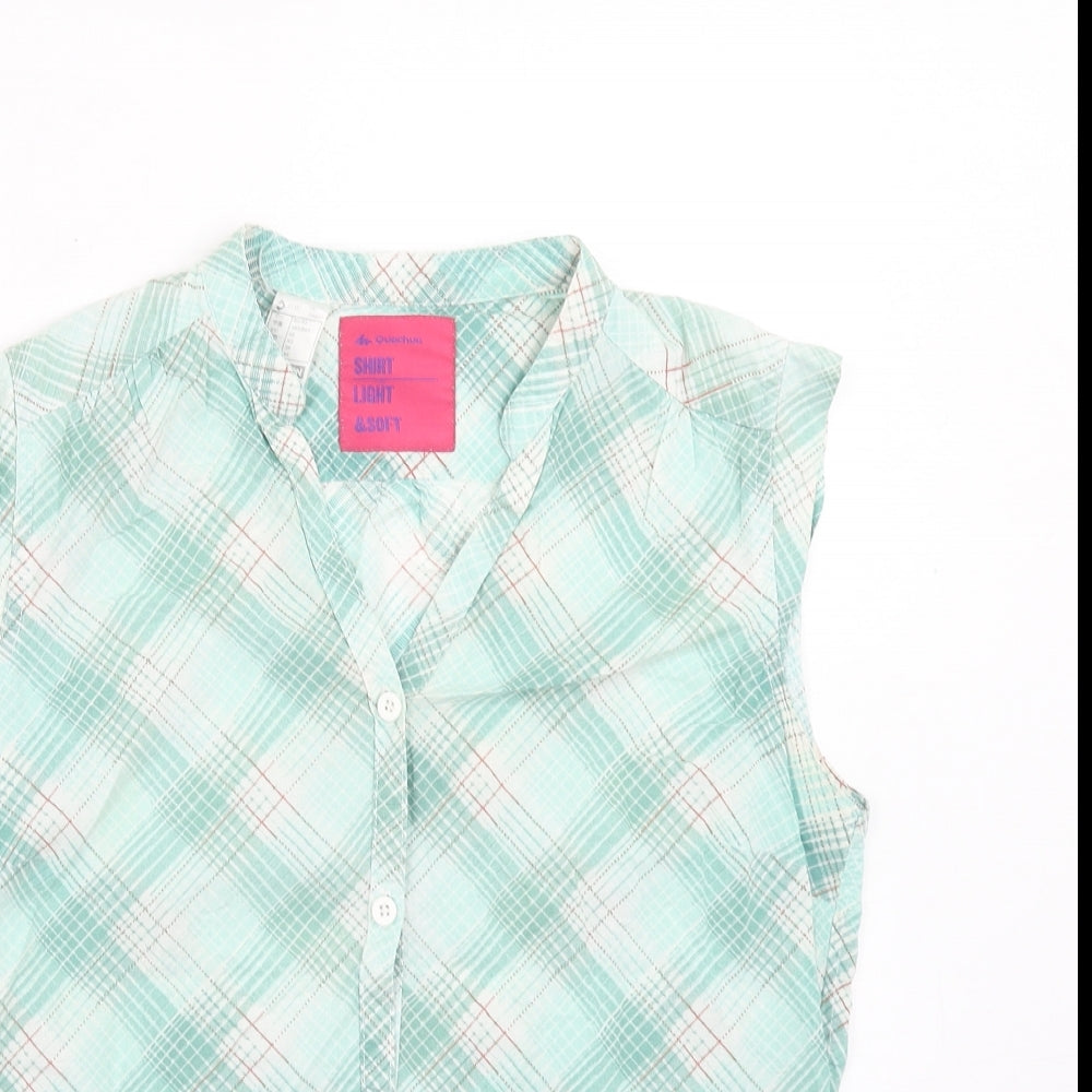 Womens UK Size 10 DECATHLON Green Basic Button-Up