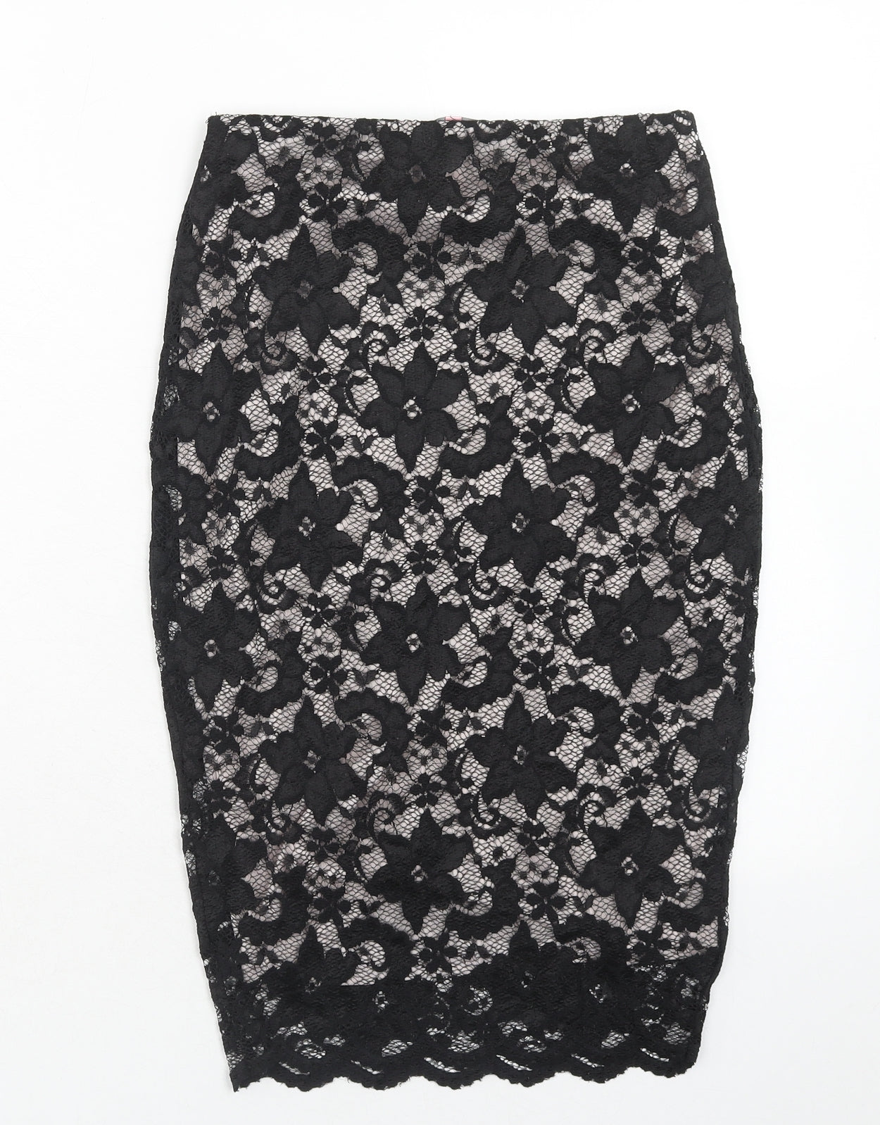 Lipsy Womens Black Floral Viscose Straight & Pencil Skirt Size 8
