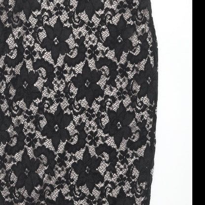 Lipsy Womens Black Floral Viscose Straight & Pencil Skirt Size 8