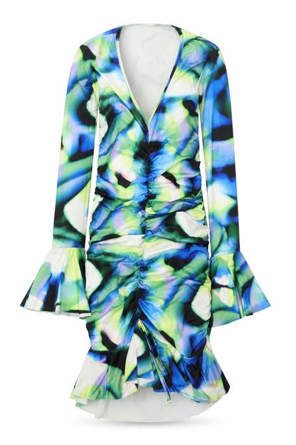 PRETTYLITTLETHING Womens Multicoloured Geometric Polyester Bodycon Size 6 V-Neck Pullover