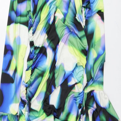 PRETTYLITTLETHING Womens Multicoloured Geometric Polyester Bodycon Size 6 V-Neck Pullover