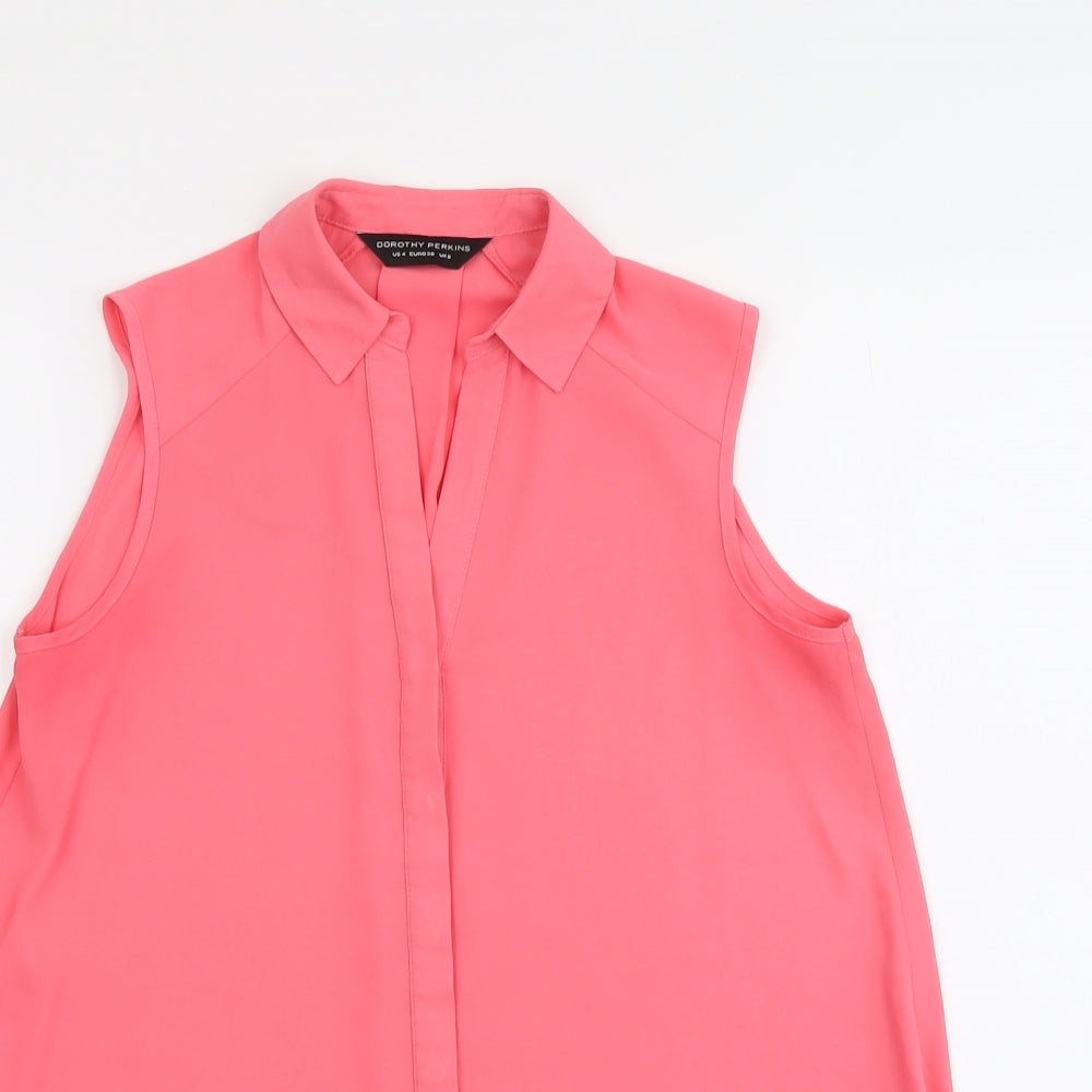 Womens UK Size 8 Dorothy Perkins Pink Basic Button-Up
