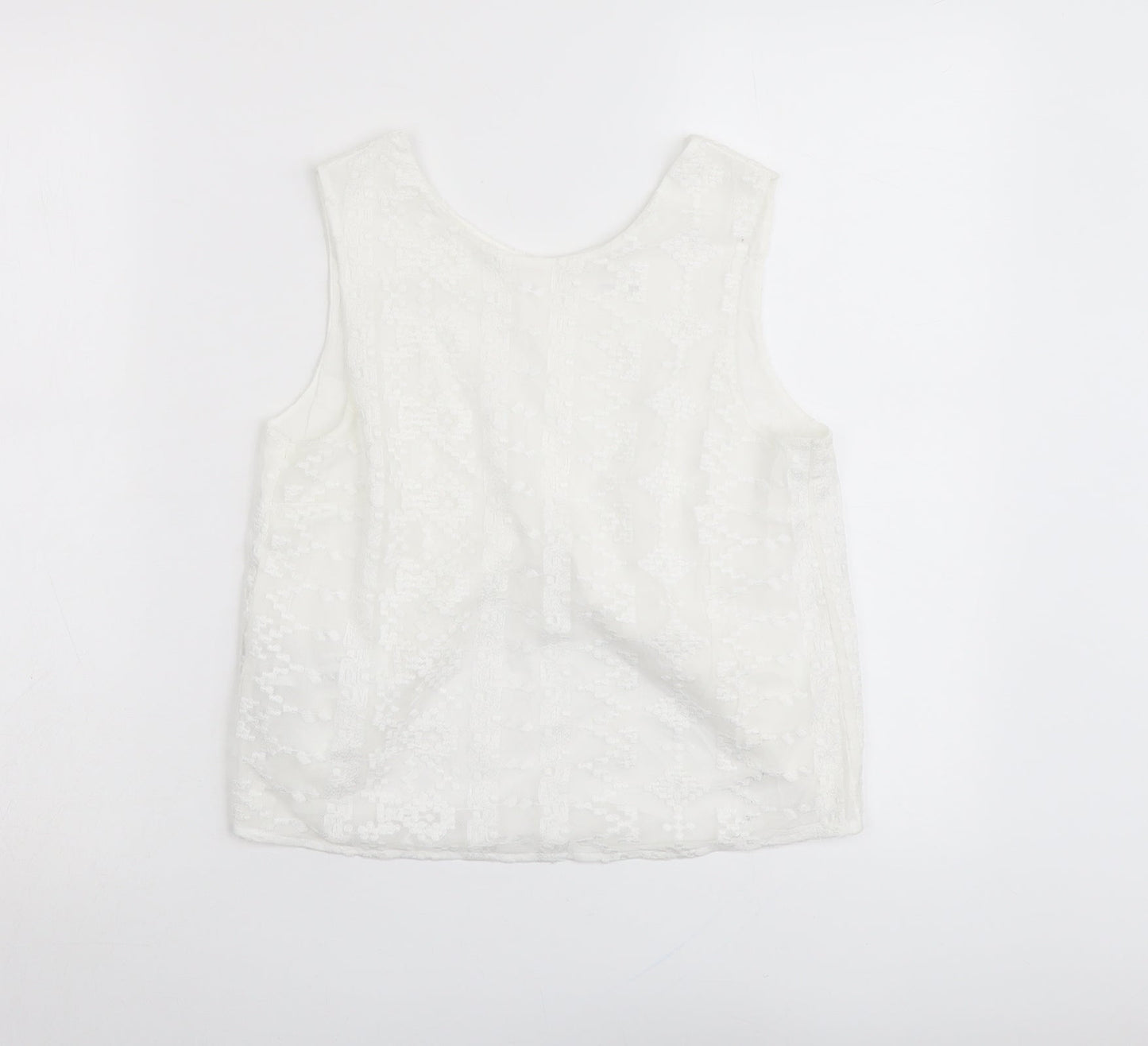 Womens UK Size S Mango White Basic Tank