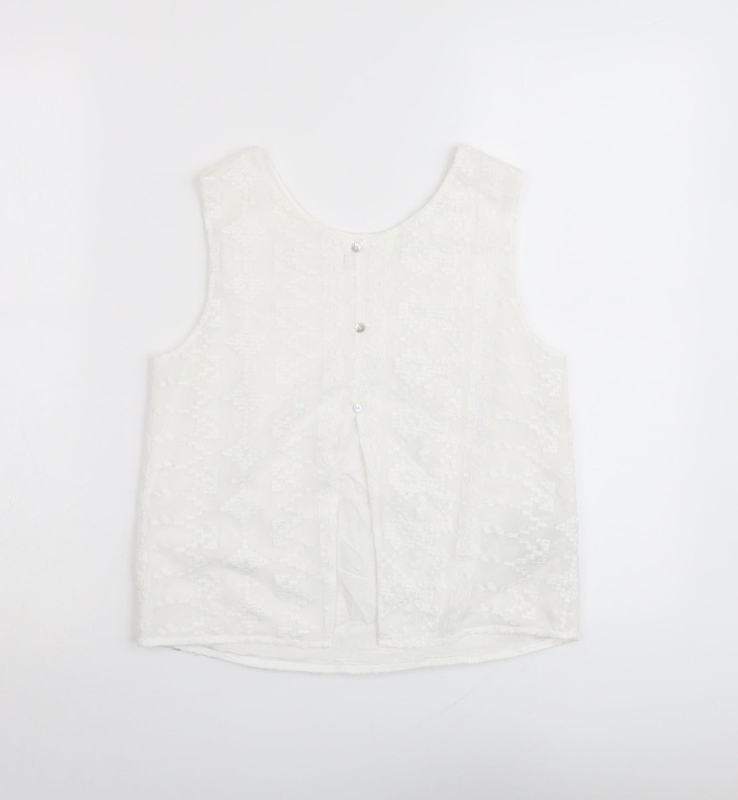 Womens UK Size S Mango White Basic Tank