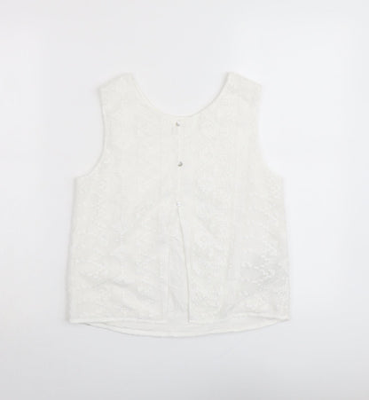 Womens UK Size S Mango White Basic Tank