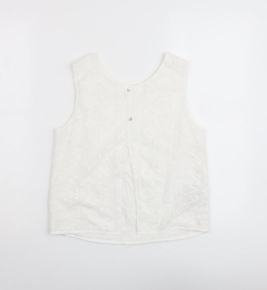 Womens UK Size S Mango White Basic Tank