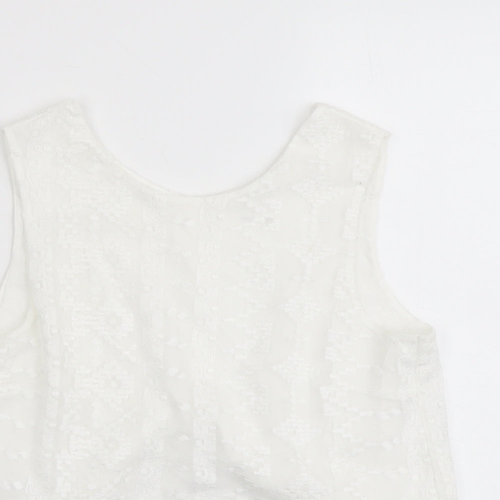 Womens UK Size S Mango White Basic Tank