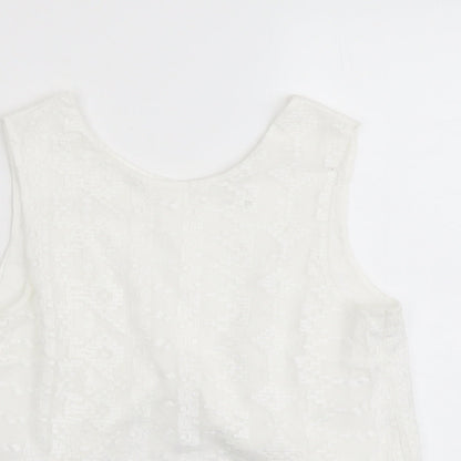 Womens UK Size S Mango White Basic Tank