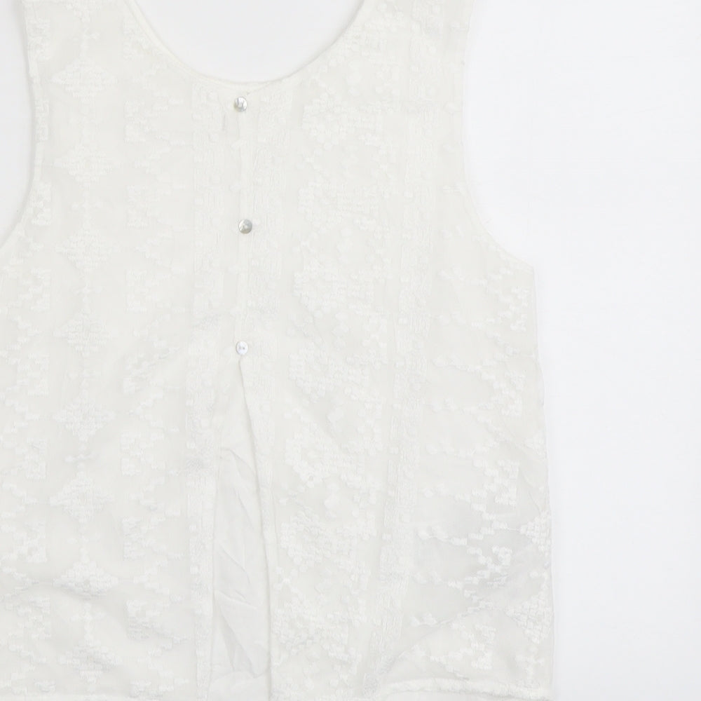Womens UK Size S Mango White Basic Tank
