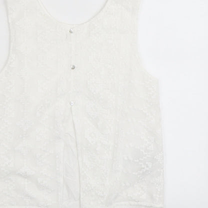 Womens UK Size S Mango White Basic Tank