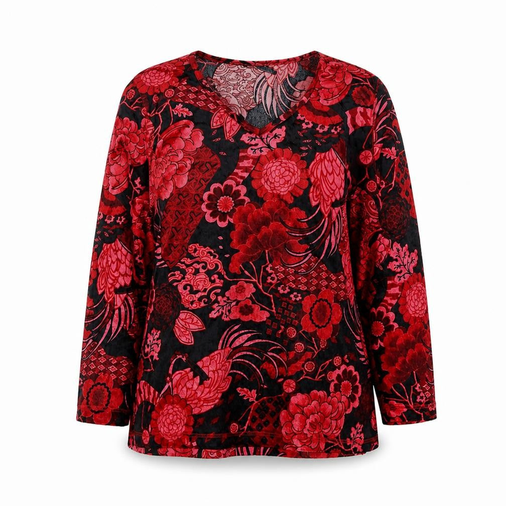 Womens UK Size 10 ELVI Red Basic Blouse