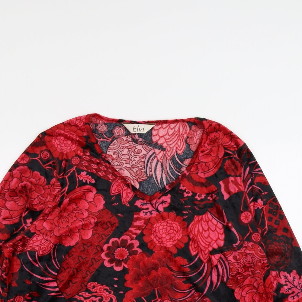 Womens UK Size 10 ELVI Red Basic Blouse