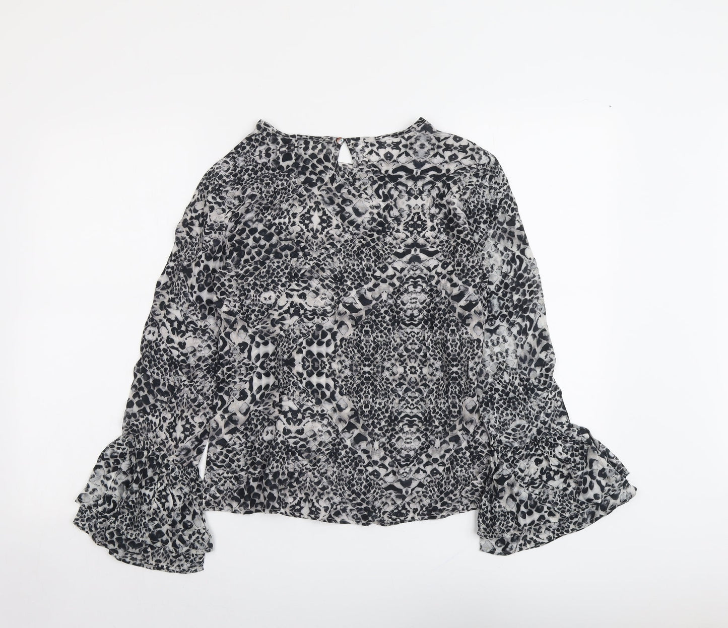 Lily & Lionel Womens Grey Geometric Viscose Basic Blouse Size XS Round Neck