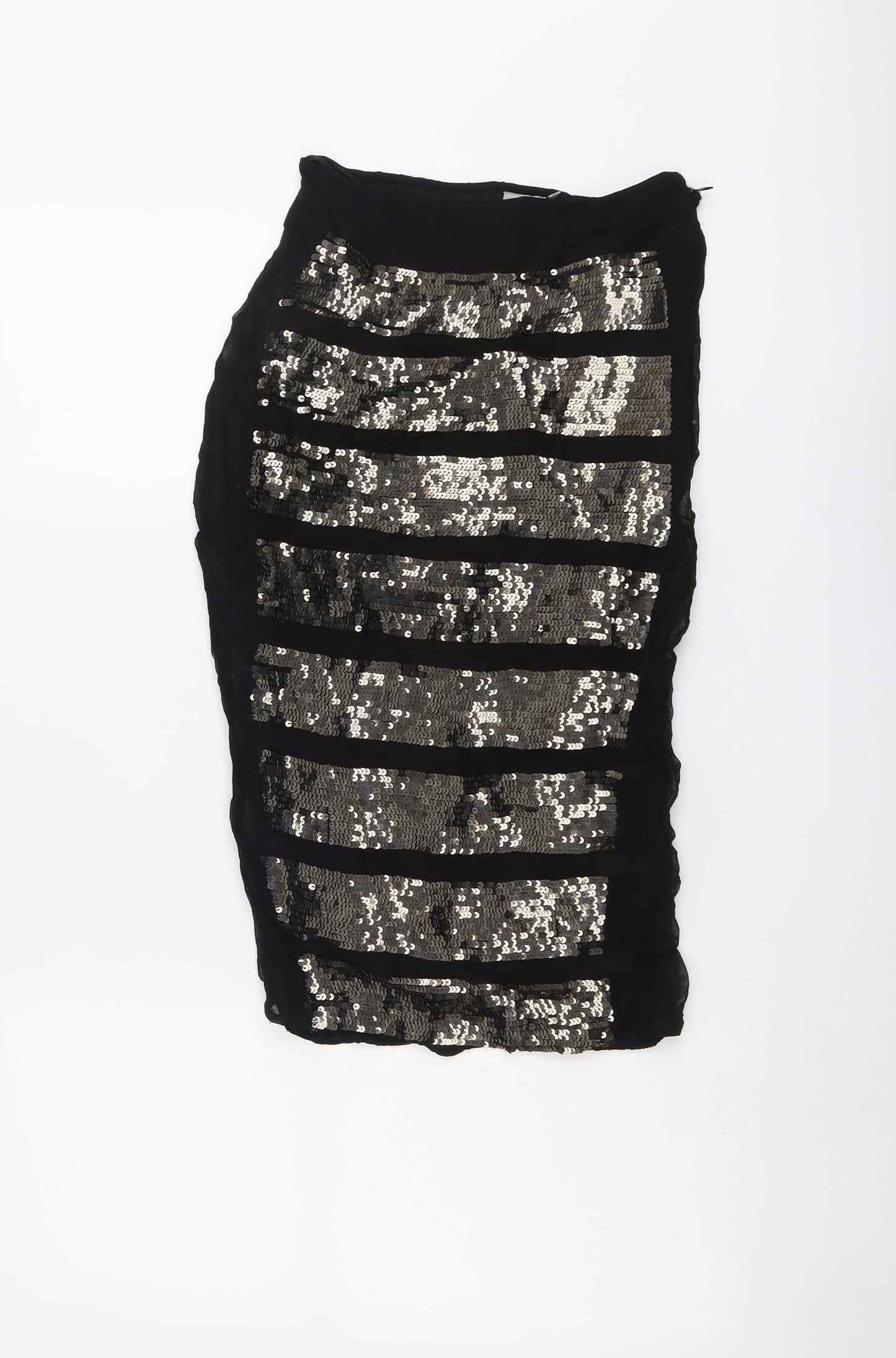 ASOS Womens Black Geometric Viscose Straight & Pencil Skirt Size 8 Zip