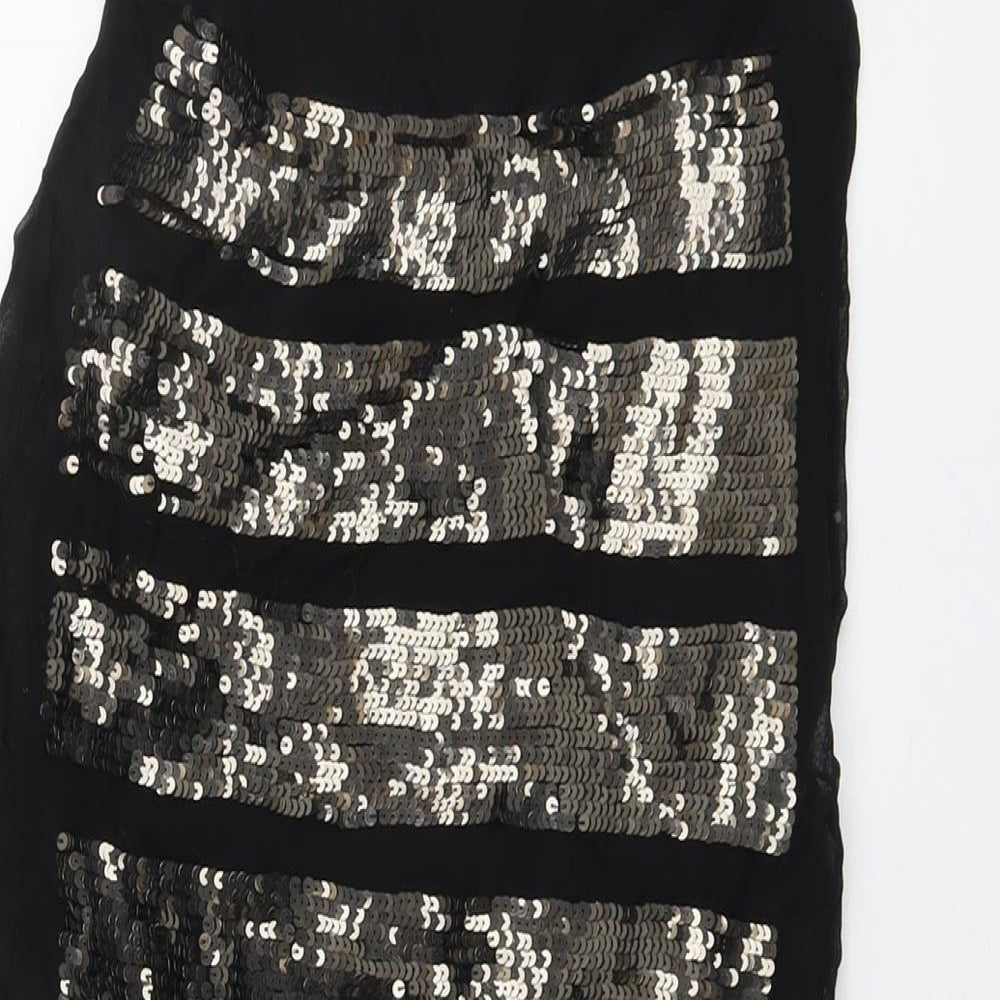 ASOS Womens Black Geometric Viscose Straight & Pencil Skirt Size 8 Zip