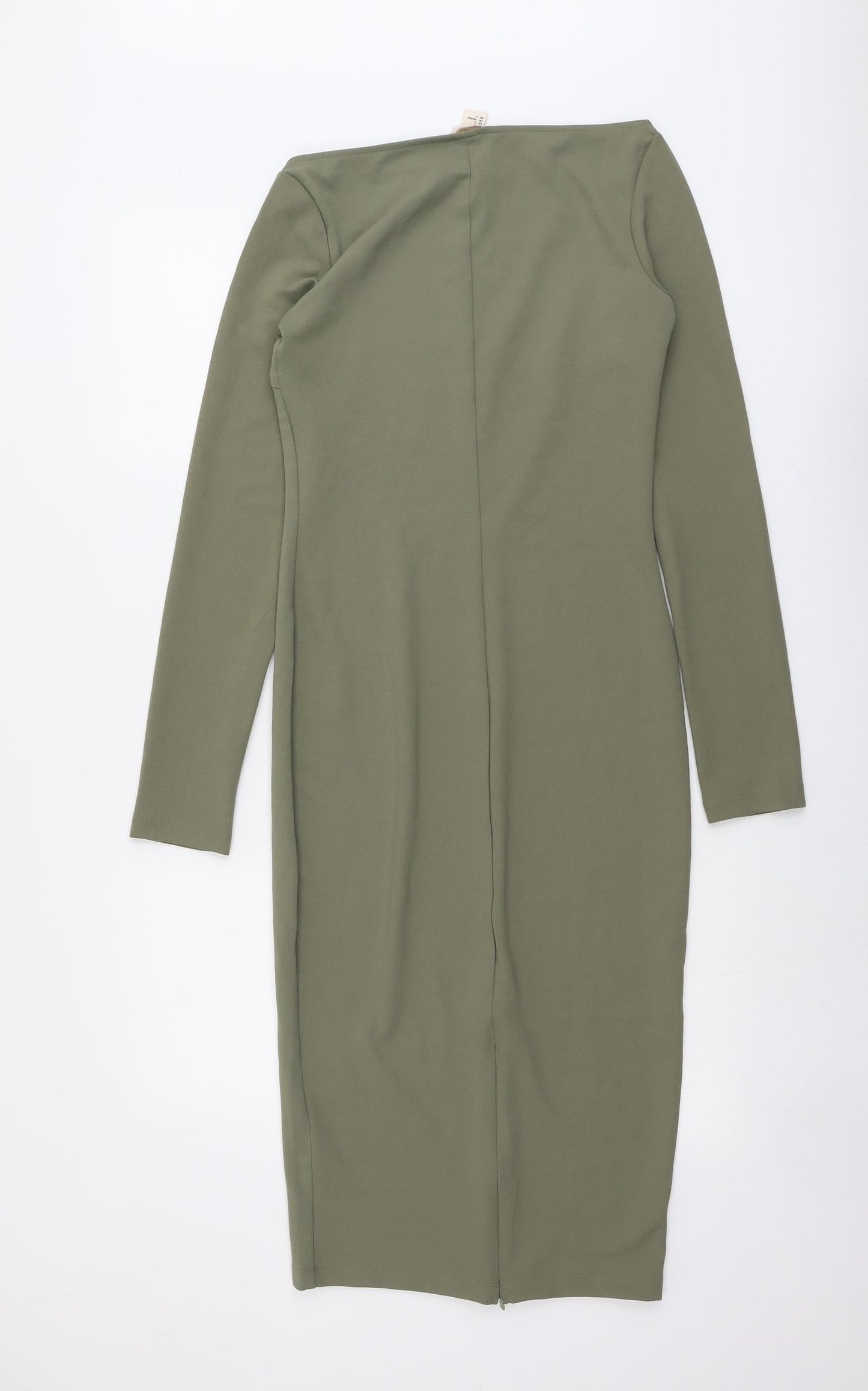 H&M Womens Green Polyester Bodycon Size 8 Boat Neck Pullover