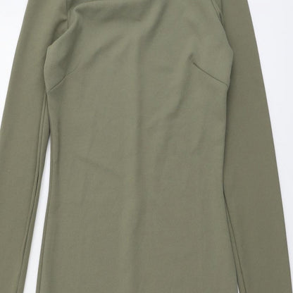 H&M Womens Green Polyester Bodycon Size 8 Boat Neck Pullover