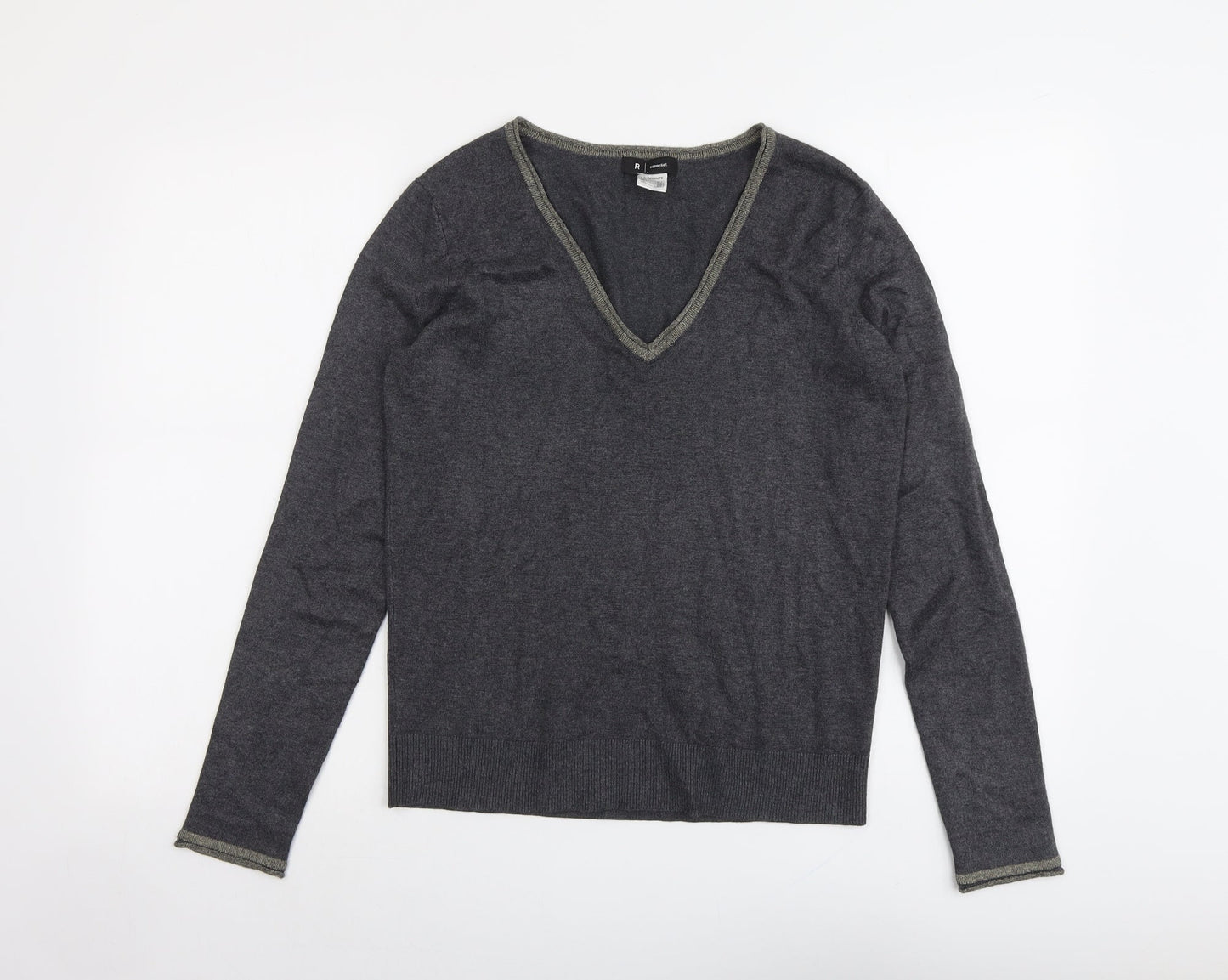 La Redoute Womens Grey V-Neck Viscose Pullover Jumper Size 10