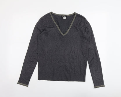 La Redoute Womens Grey V-Neck Viscose Pullover Jumper Size 10
