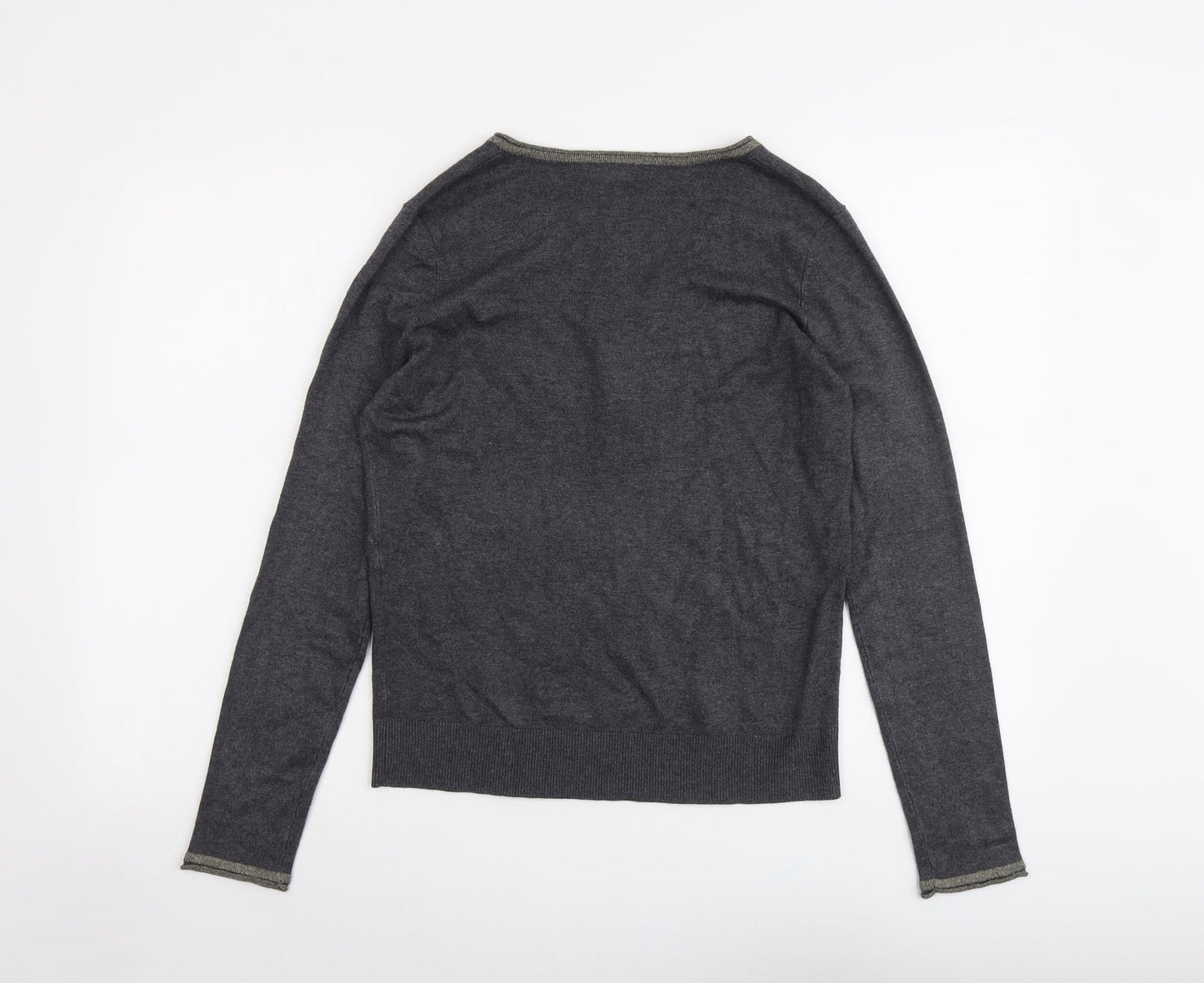 La Redoute Womens Grey V-Neck Viscose Pullover Jumper Size 10