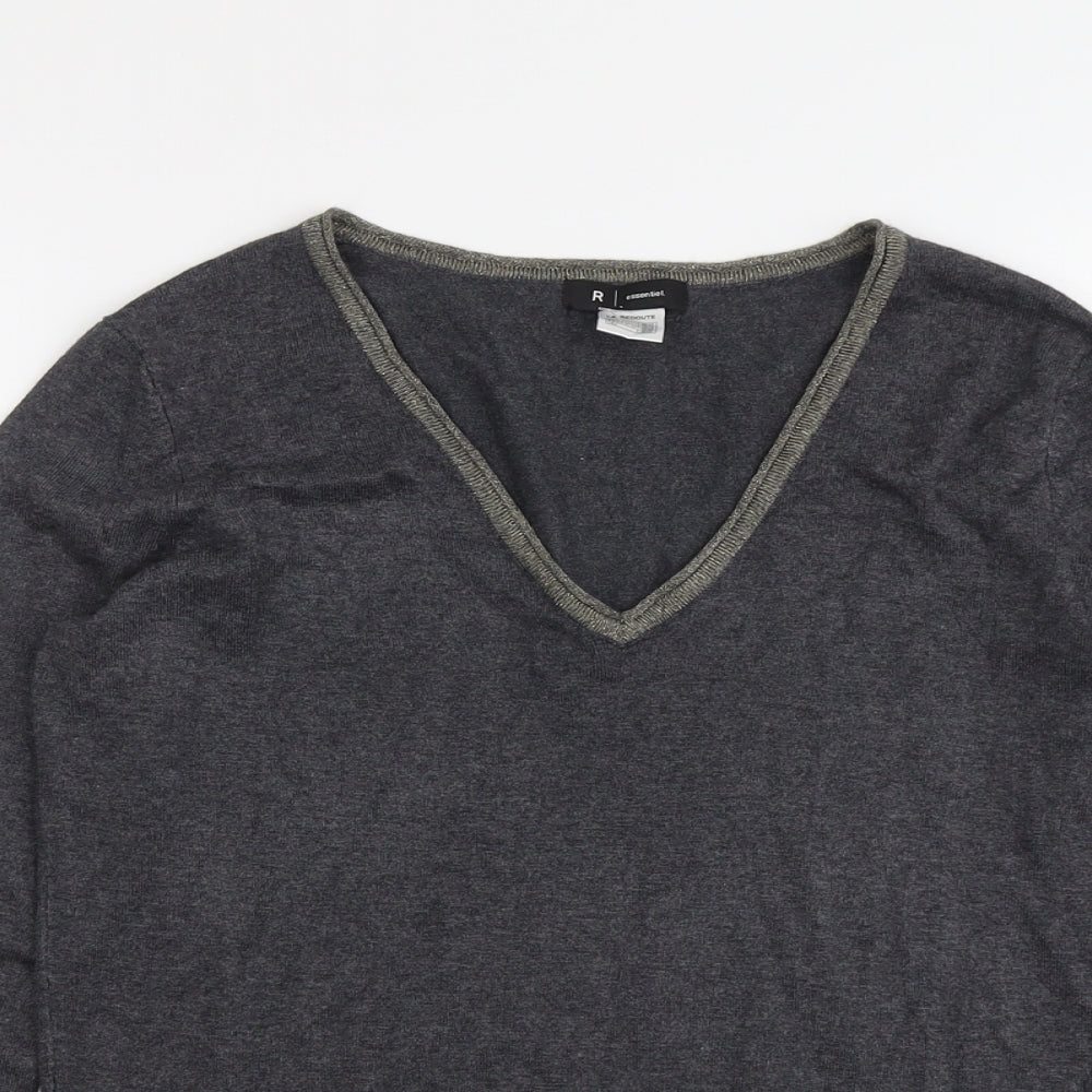 La Redoute Womens Grey V-Neck Viscose Pullover Jumper Size 10