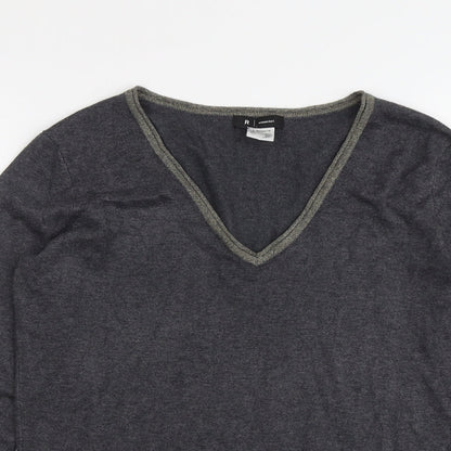 La Redoute Womens Grey V-Neck Viscose Pullover Jumper Size 10