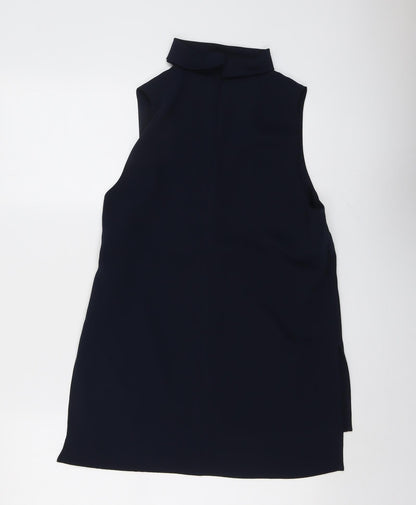 Topshop Womens Blue Polyester Basic Blouse Size 10 V-Neck