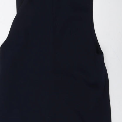 Topshop Womens Blue Polyester Basic Blouse Size 10 V-Neck