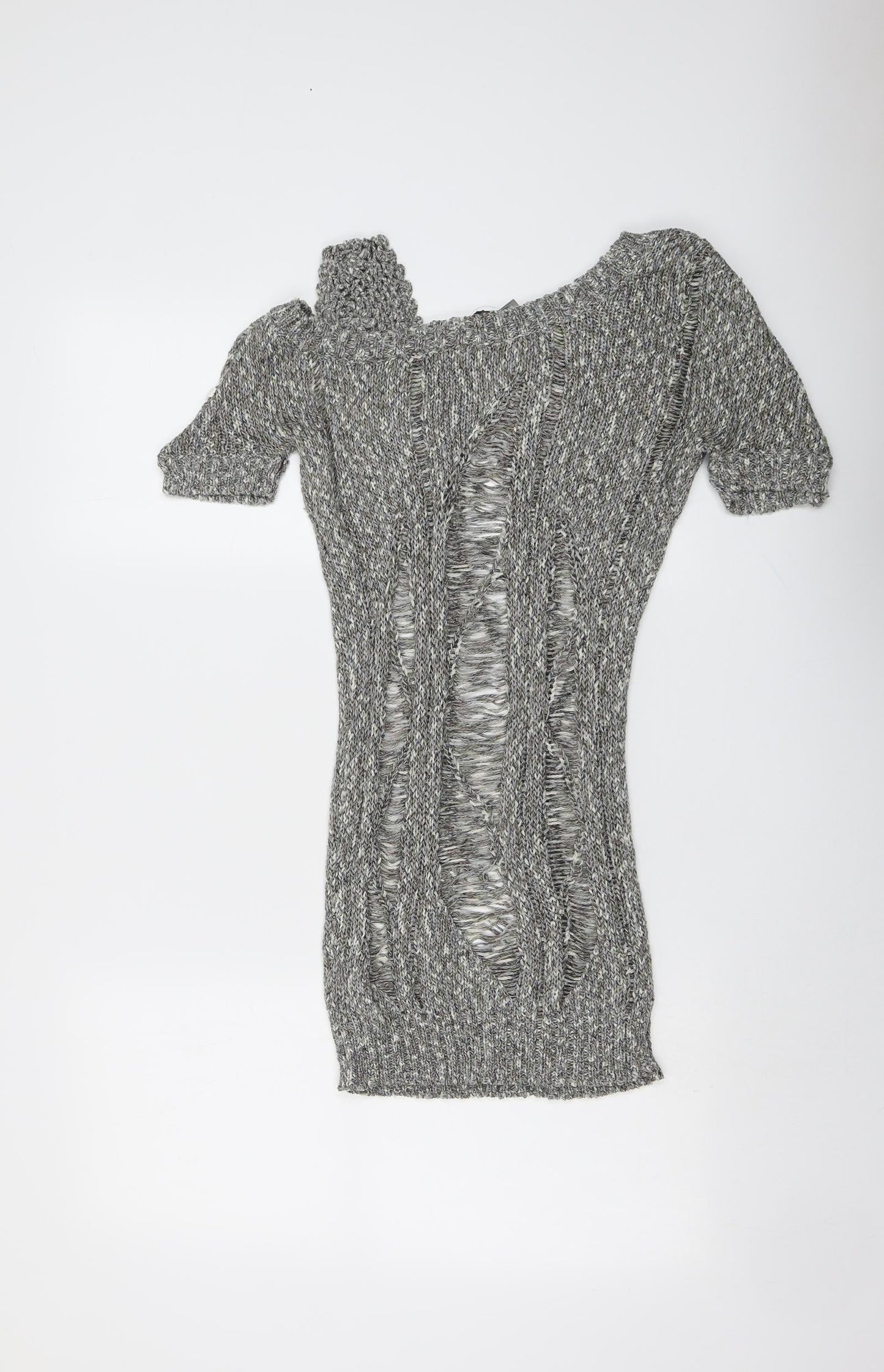 Moku Womens Grey Boat Neck Acrylic Pullover Jumper Size M