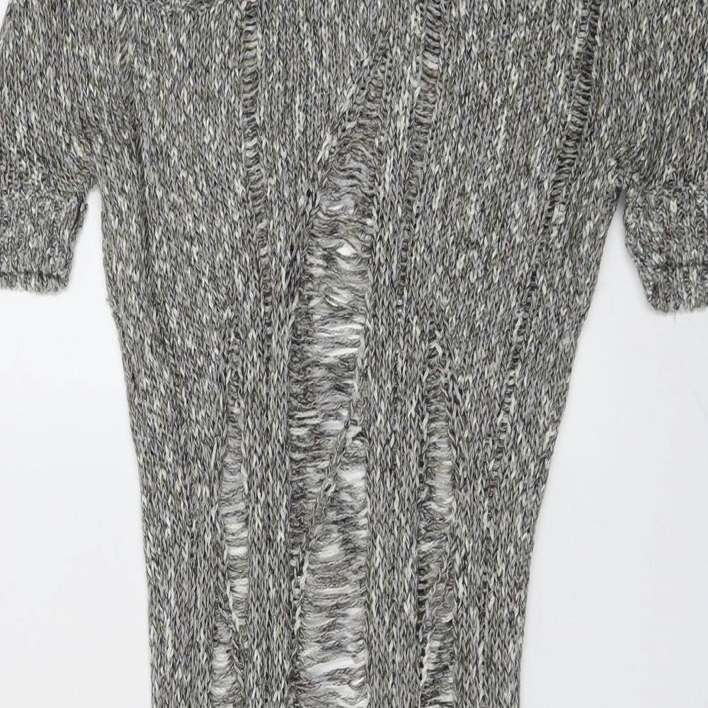 Moku Womens Grey Boat Neck Acrylic Pullover Jumper Size M