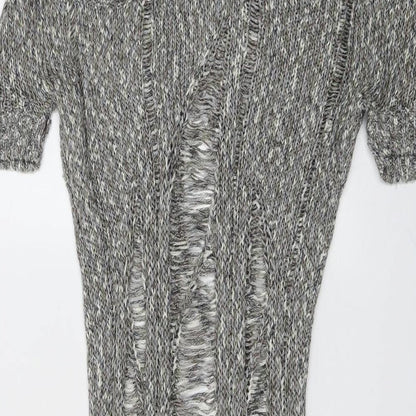 Moku Womens Grey Boat Neck Acrylic Pullover Jumper Size M