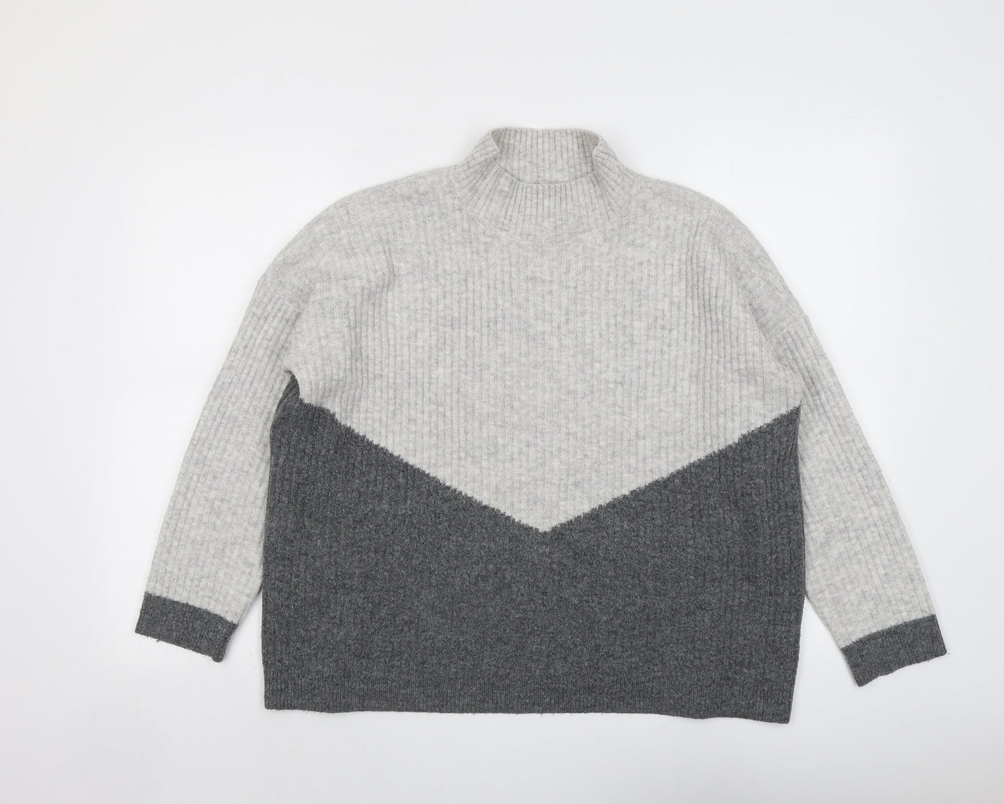 Marks and Spencer Womens Grey High Neck Acrylic Pullover Jumper Size M