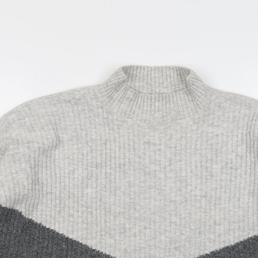 Marks and Spencer Womens Grey High Neck Acrylic Pullover Jumper Size M