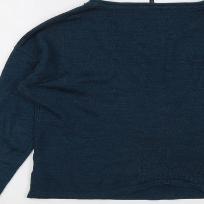 The Roadster Womens Blue V-Neck Acrylic Pullover Jumper Size S