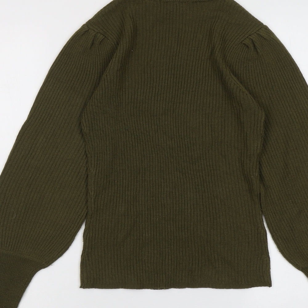 Womens UK Size S Brave Soul Green Pullover Jumper