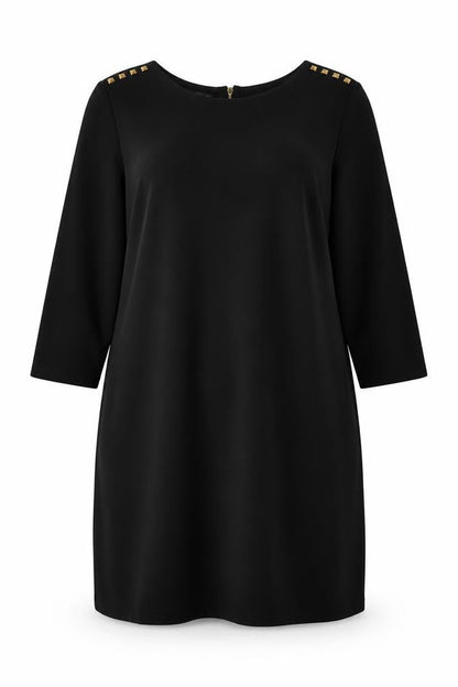 Oodji Womens Black Polyester A-Line Size 2XL Round Neck Zip