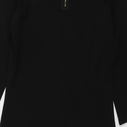 Oodji Womens Black Polyester A-Line Size 2XL Round Neck Zip