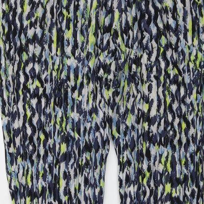 Bershka Womens Blue Geometric Viscose Trousers Size L L27 in Regular