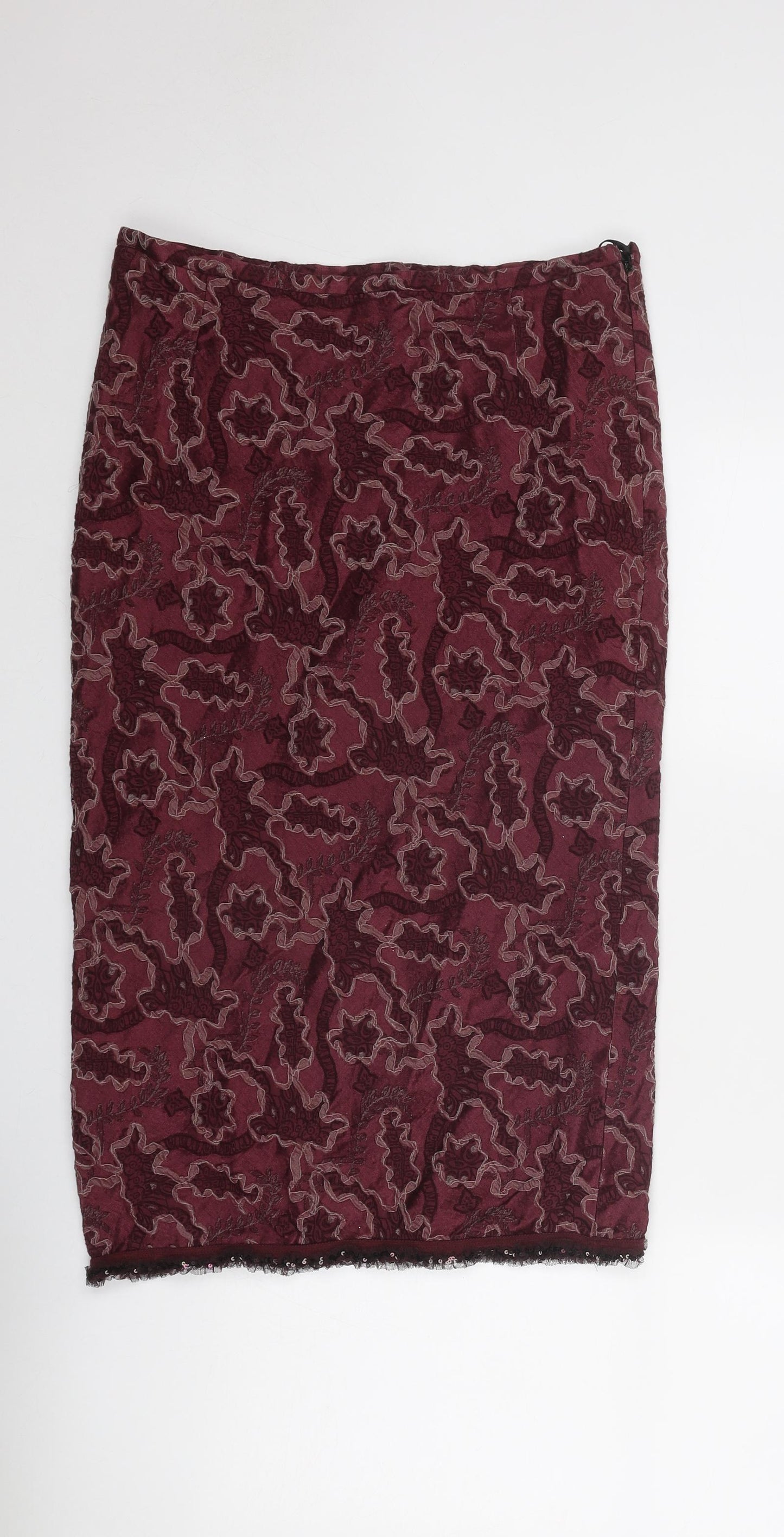 Anthology Womens Red Geometric Polyester A-Line Skirt Size 10 Zip