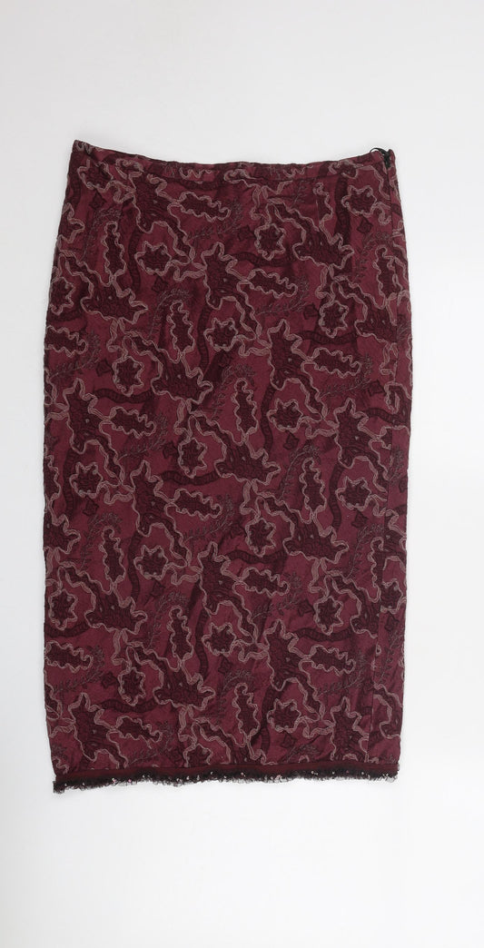 Anthology Womens Red Geometric Polyester A-Line Skirt Size 10 Zip