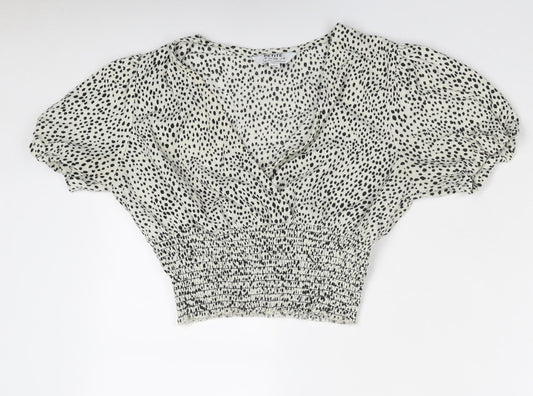 Womens UK Size 8 Dorothy Perkins Ivory Cropped Blouse