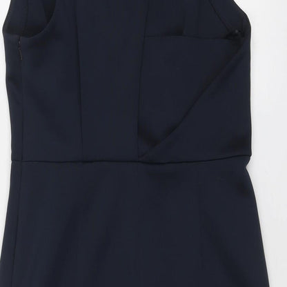 Label Lab Womens Blue Polyester A-Line Size 16 V-Neck Zip