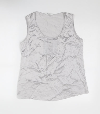 Autograph Womens Silver Polyester Basic Tank Size 14 Round Neck